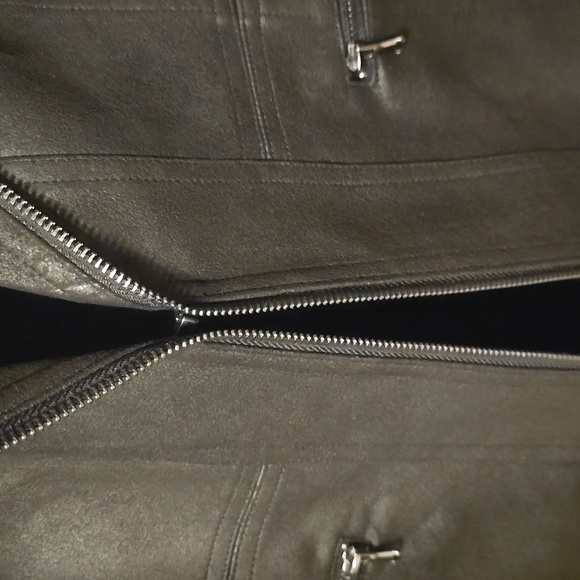 Charlie B Longline Faux Suede Moto Jacket Size L - Picture 8 of 13